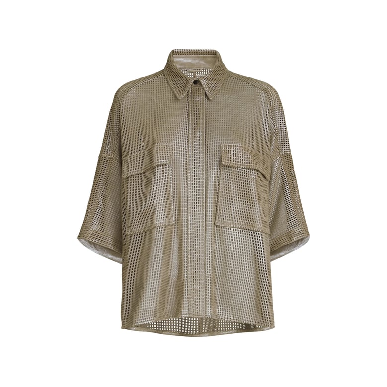 leather polo shirt green by Selfnex