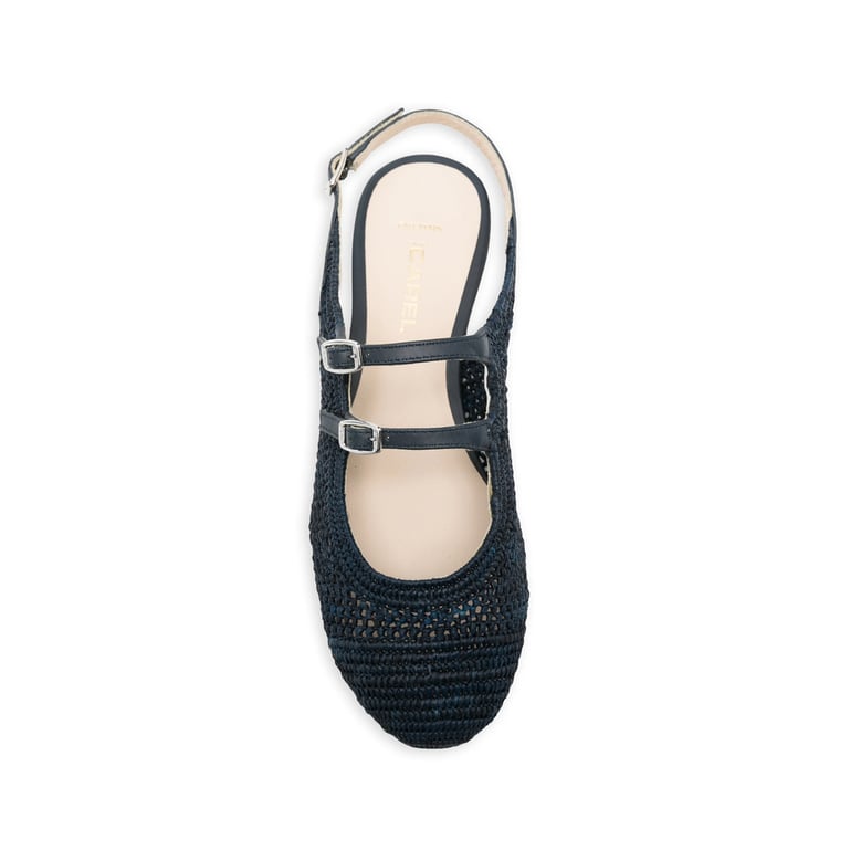 slingback raffia balma blue by Selfnex