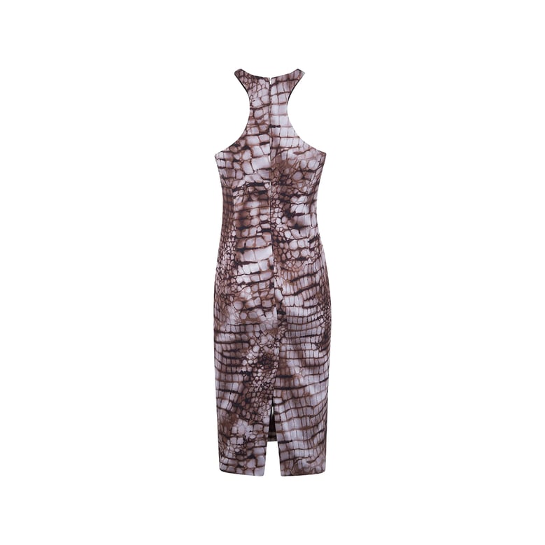 animal print dress with gold-tone details by Selfnex