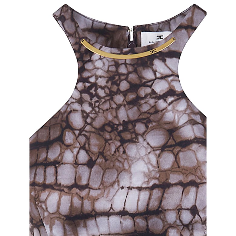 animal print dress with gold-tone details by Selfnex