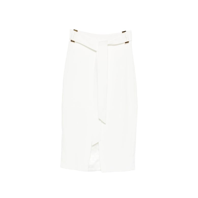 skirt with front slit and belt detail by Selfnex