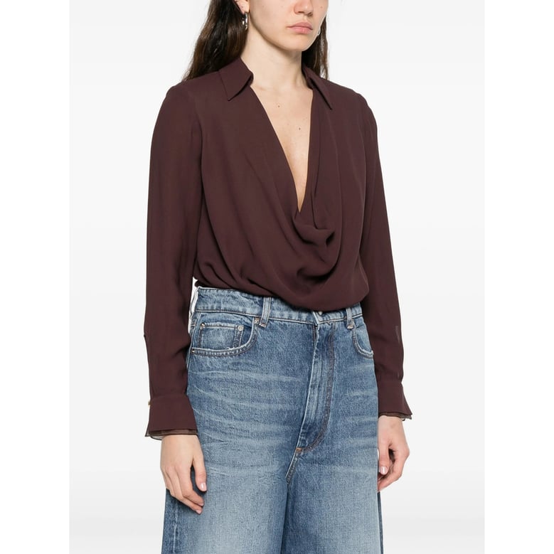 shirt with draped detailing and classic collar by Selfnex