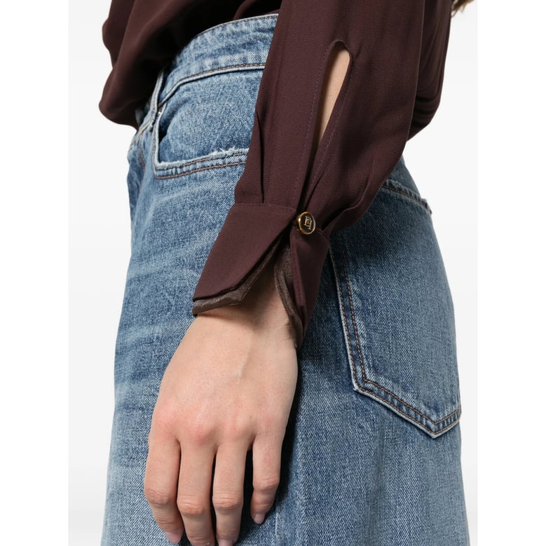 shirt with draped detailing and classic collar by Selfnex