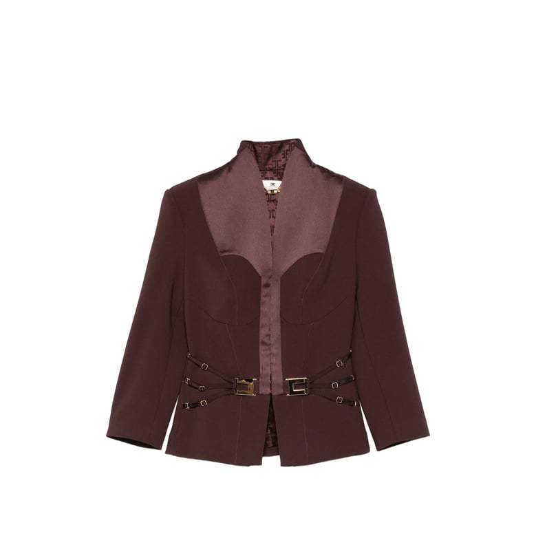 jacket with satin buckle detail — brown by Selfnex