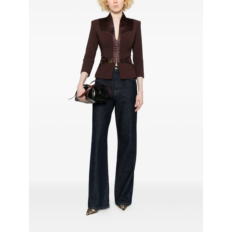 jacket with satin buckle detail — brown by Selfnex