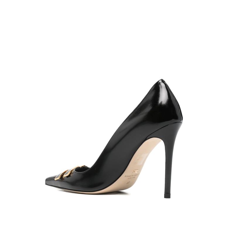 point toe stiletto heels with logo plaque by Selfnex
