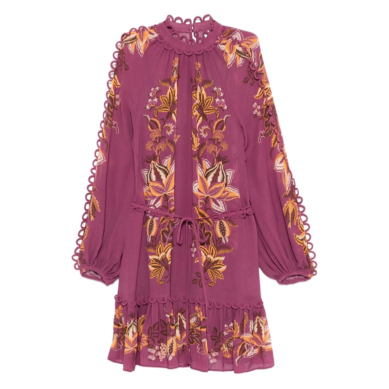 pink floral dress with ruffled hem by Selfnex