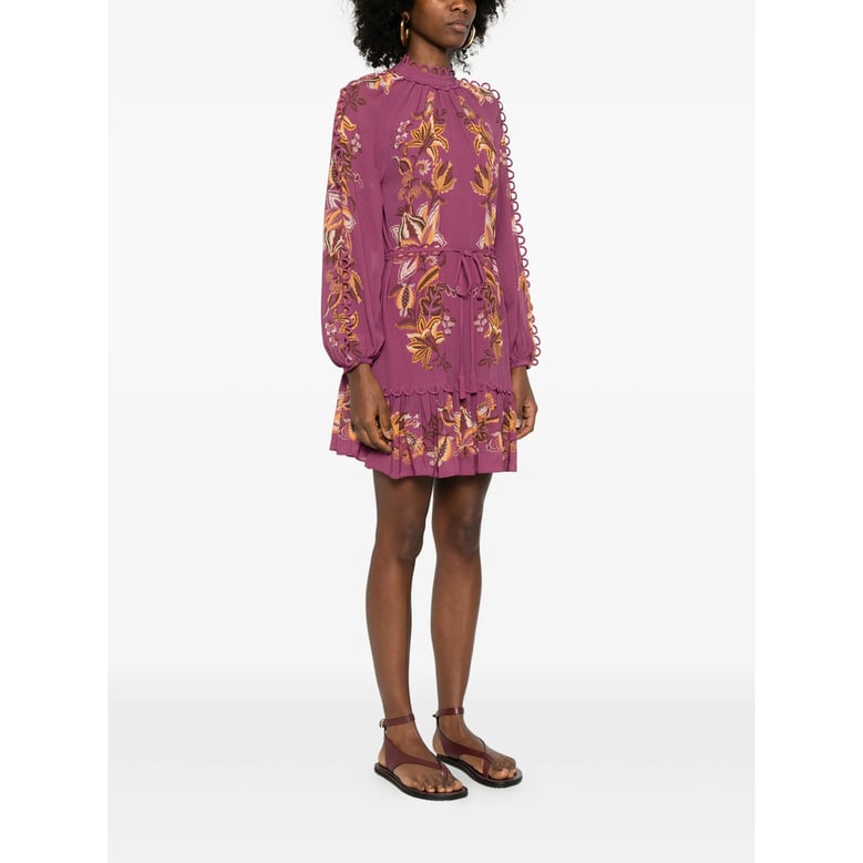 pink floral dress with ruffled hem by Selfnex