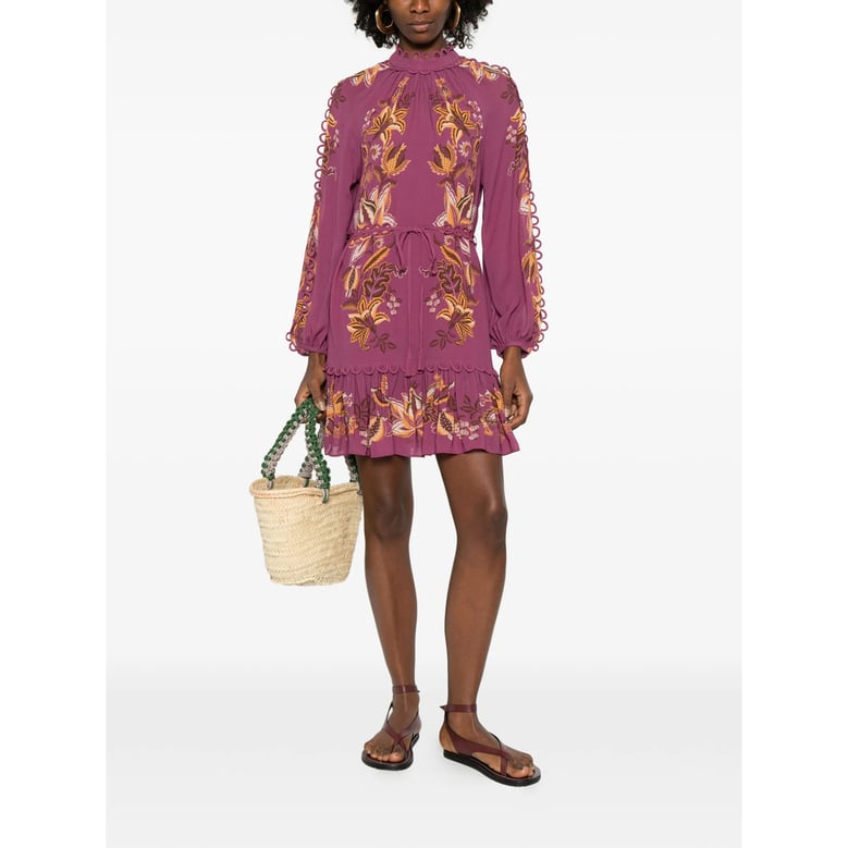 pink floral dress with ruffled hem by Selfnex