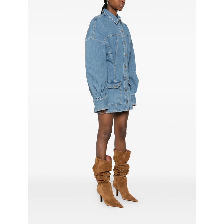 sky blue dress with front flap pockets by Selfnex