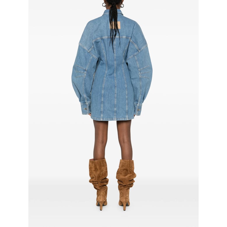 sky blue dress with front flap pockets by Selfnex