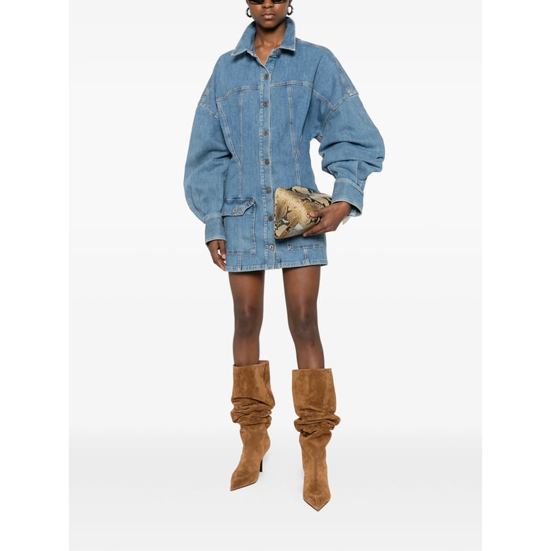 sky blue dress with front flap pockets by Selfnex