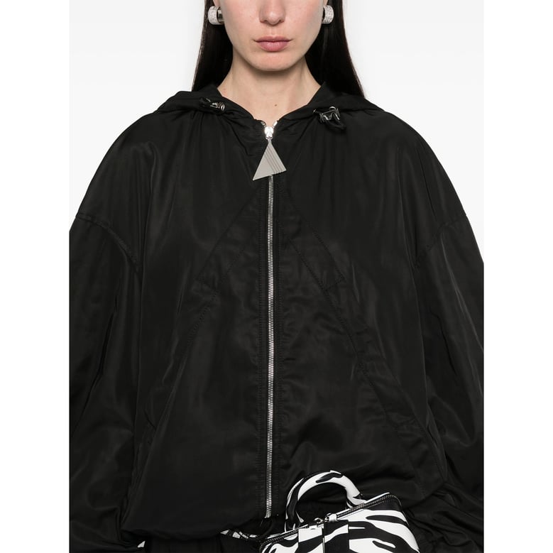 black bomber jacket with front zip by Selfnex