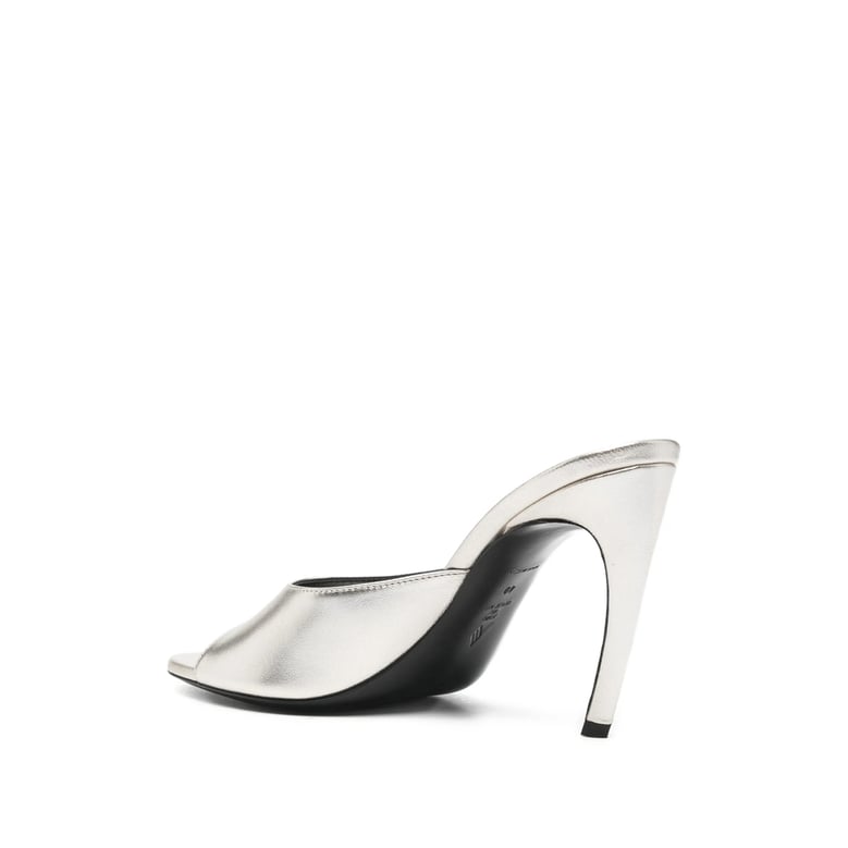 silver high heel open toe shoes by Selfnex