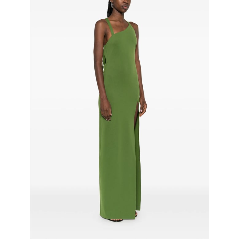 asymmetric green dress with buckle detail by Selfnex