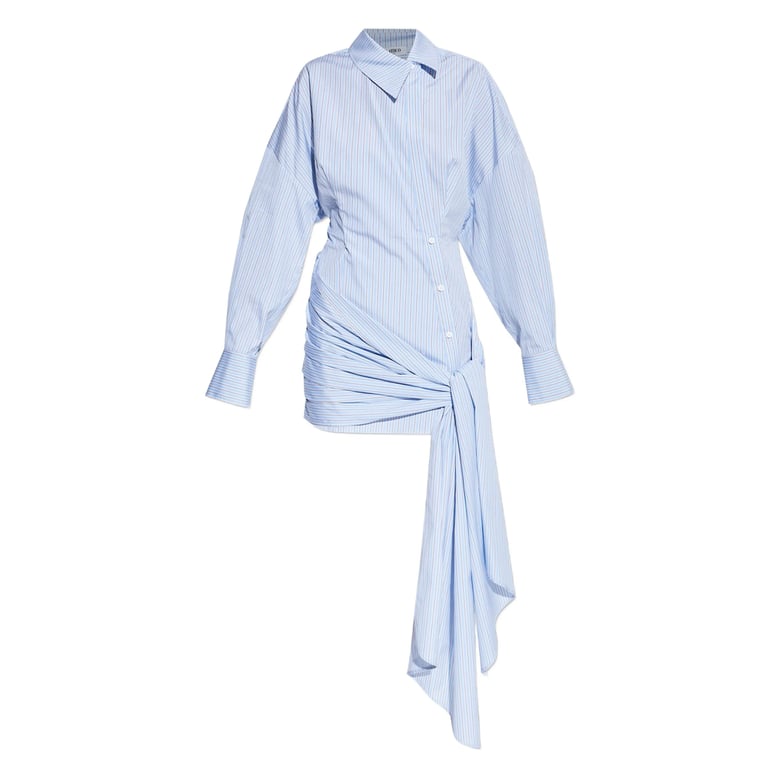 blue striped dress with knot detail by Selfnex