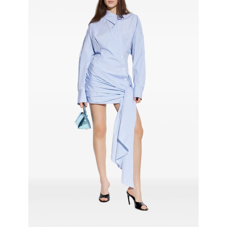 blue striped dress with knot detail by Selfnex
