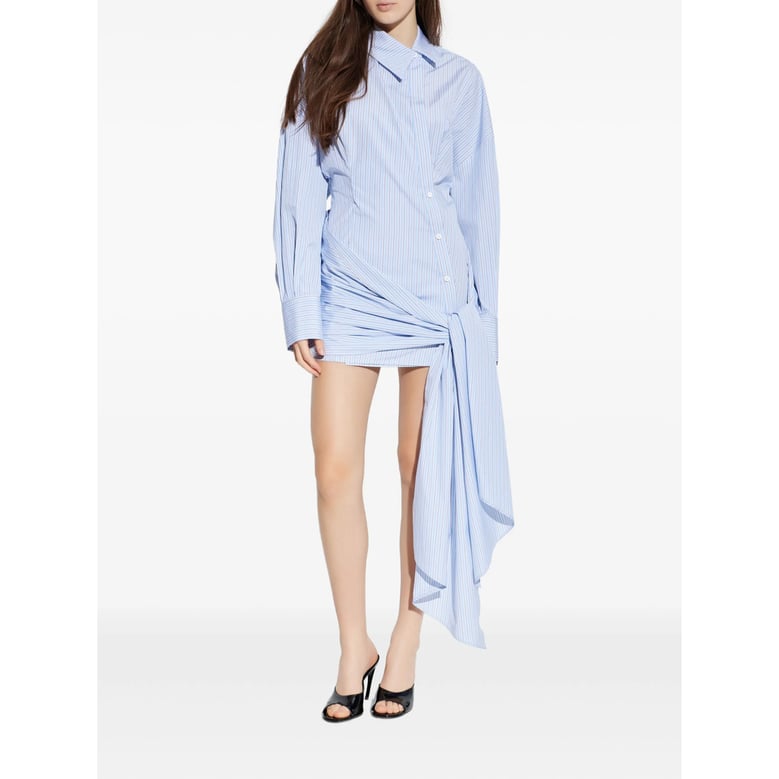 blue striped dress with knot detail by Selfnex
