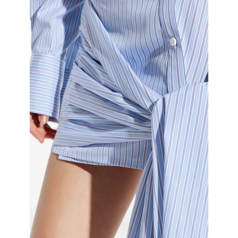 blue striped dress with knot detail by Selfnex