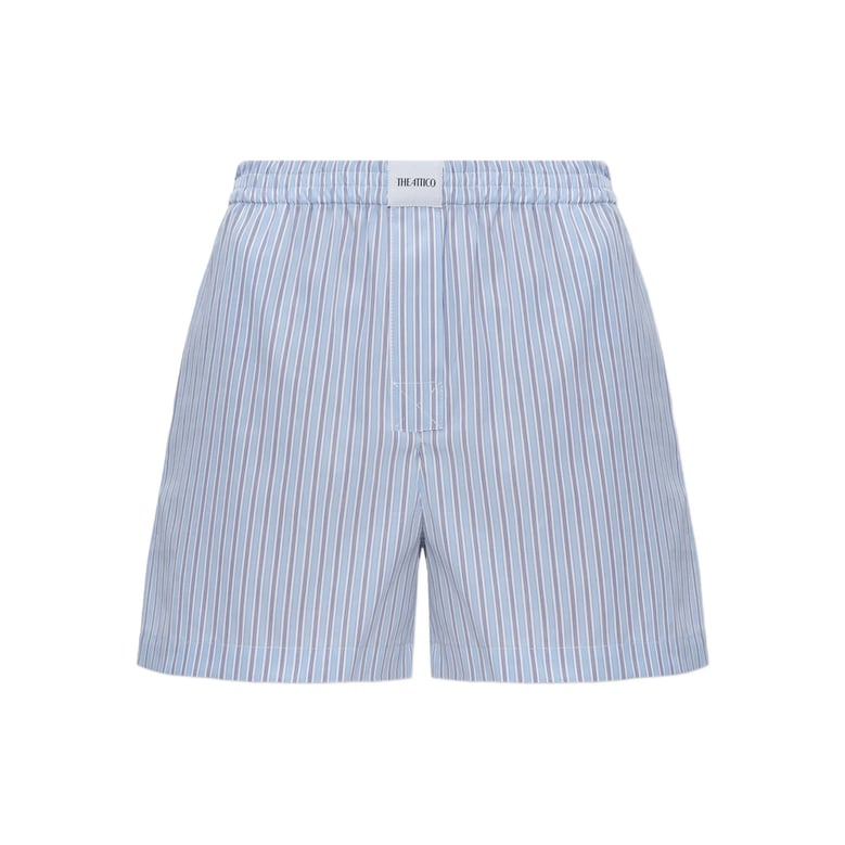 blue striped pattern pants by Selfnex