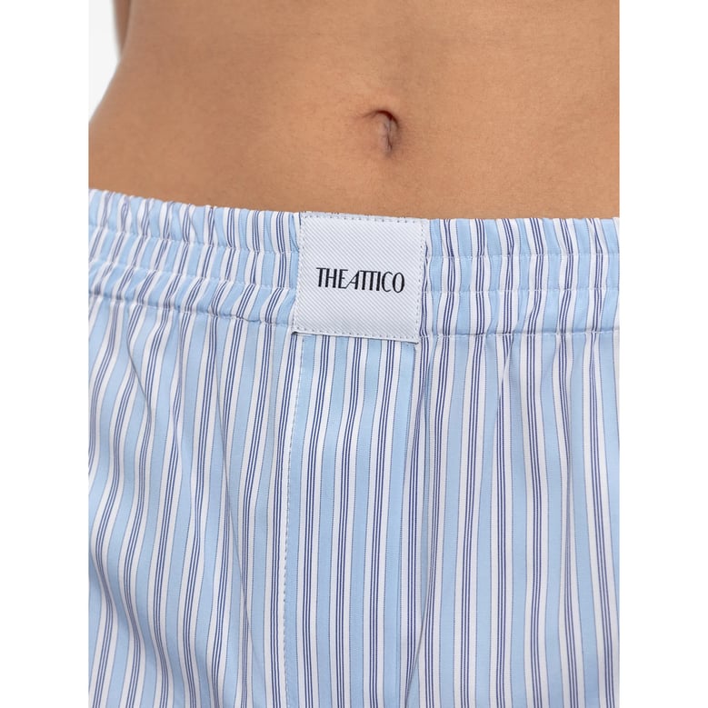 blue striped pattern pants by Selfnex