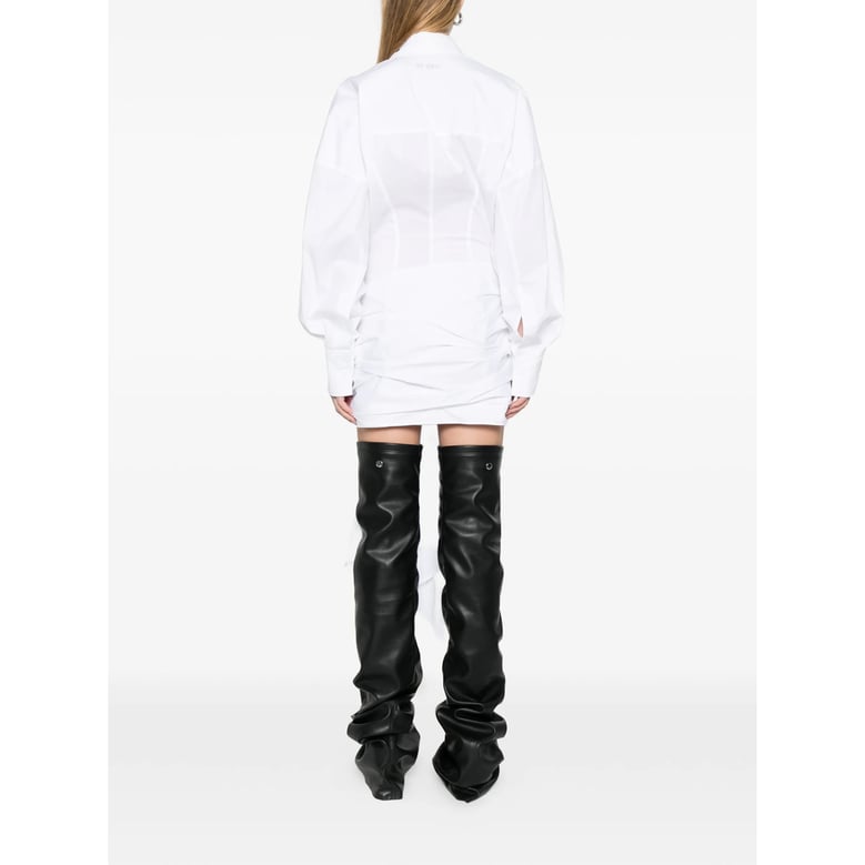 white long sleeve dress with button fastening by Selfnex