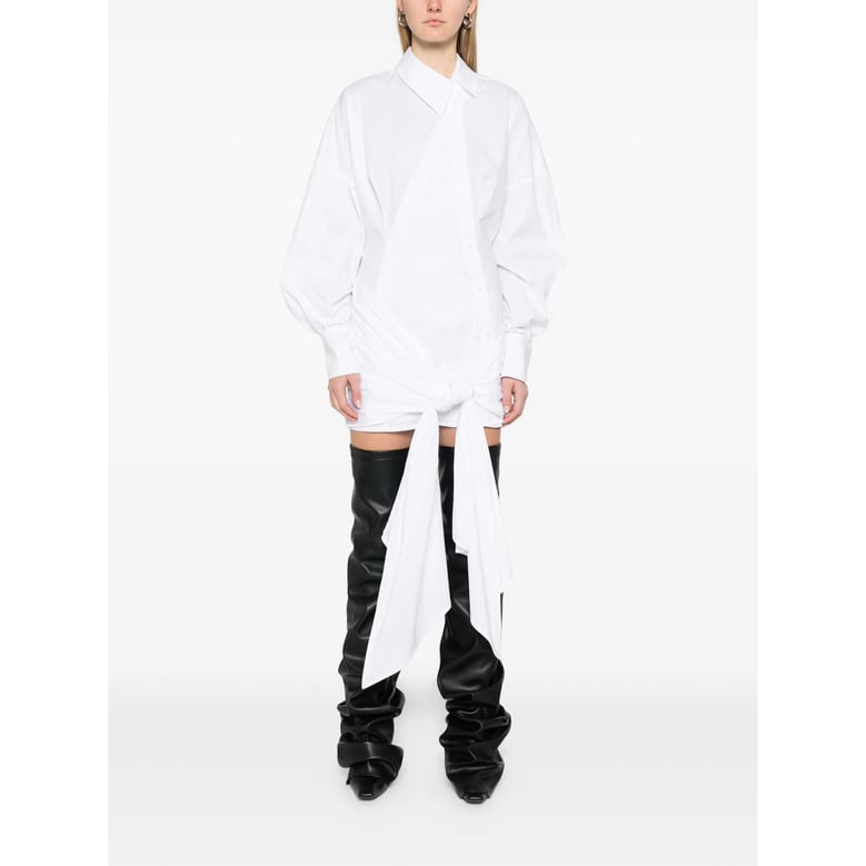 white long sleeve dress with button fastening by Selfnex
