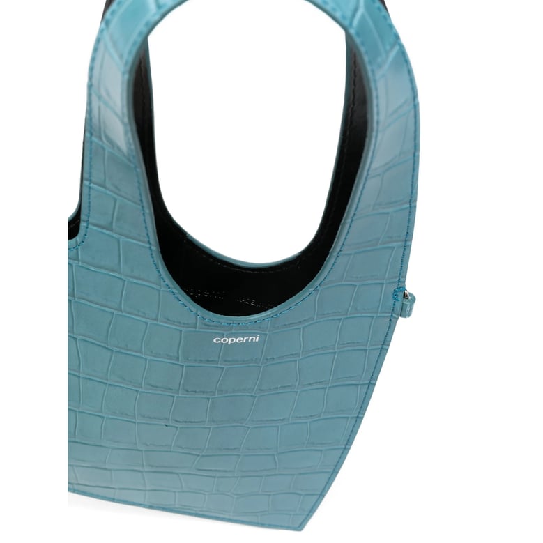 crocodile embossed top handle bag by Selfnex