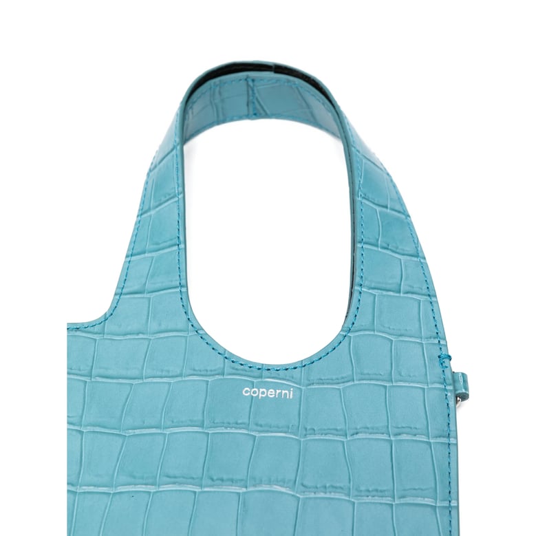 crocodile embossed top handle bag by Selfnex