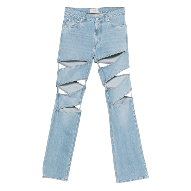 light blue cut-out design jeans by Selfnex