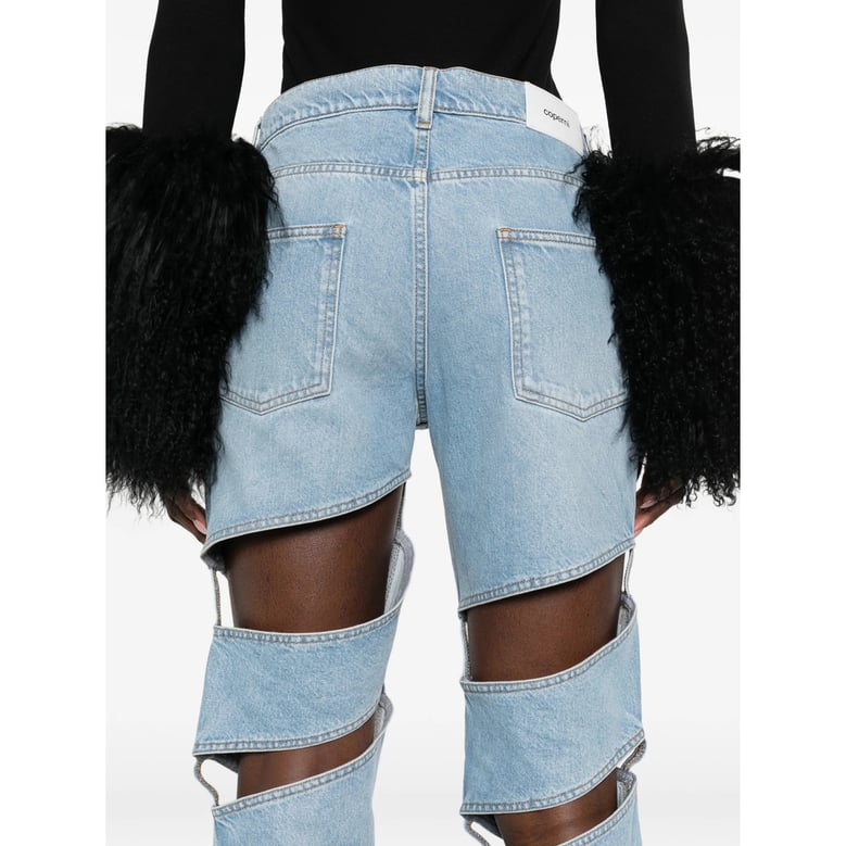 light blue cut-out design jeans by Selfnex