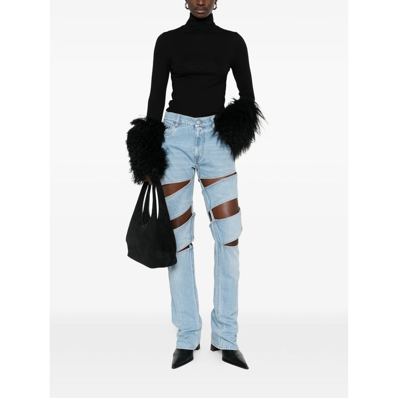 light blue cut-out design jeans by Selfnex