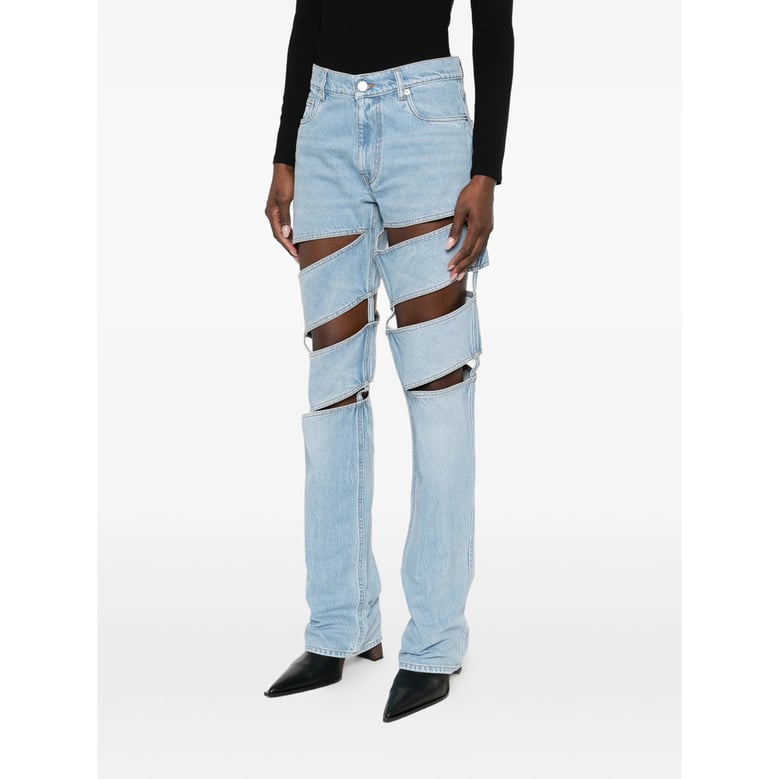 light blue cut-out design jeans by Selfnex
