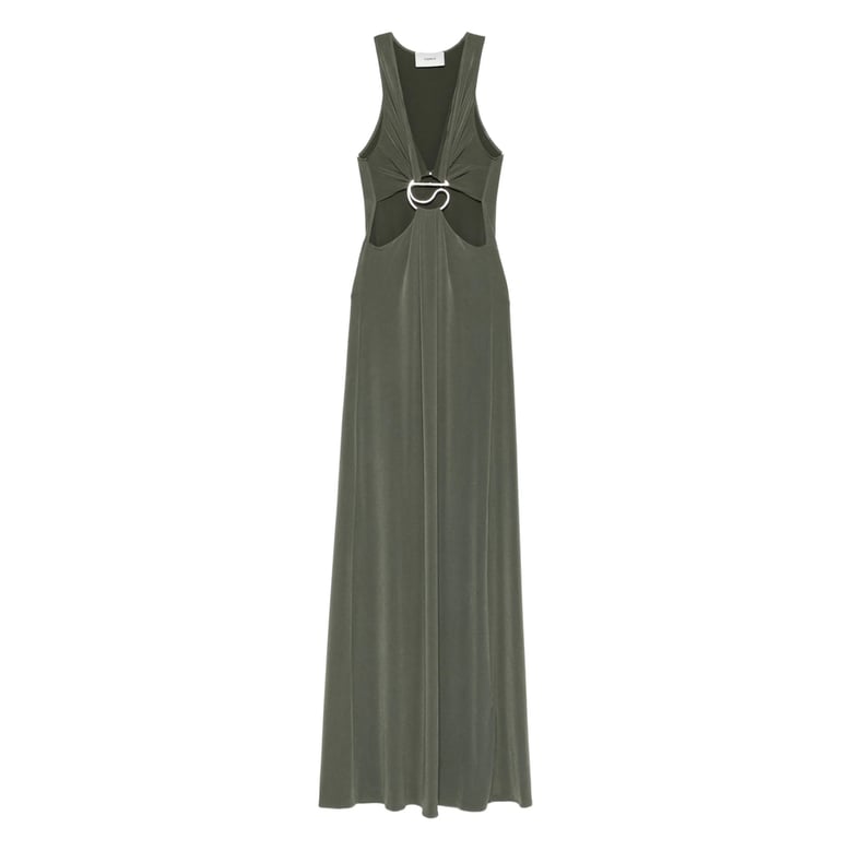 green dress with cutouts by Selfnex