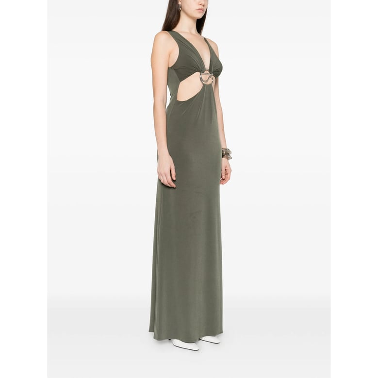 green dress with cutouts by Selfnex
