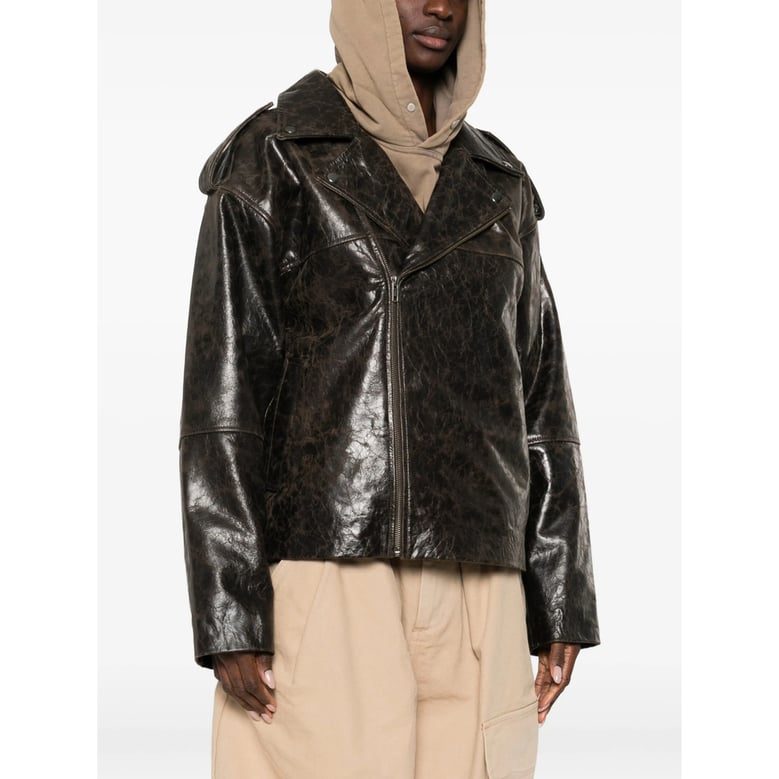 brown textured finish outerwear by Selfnex