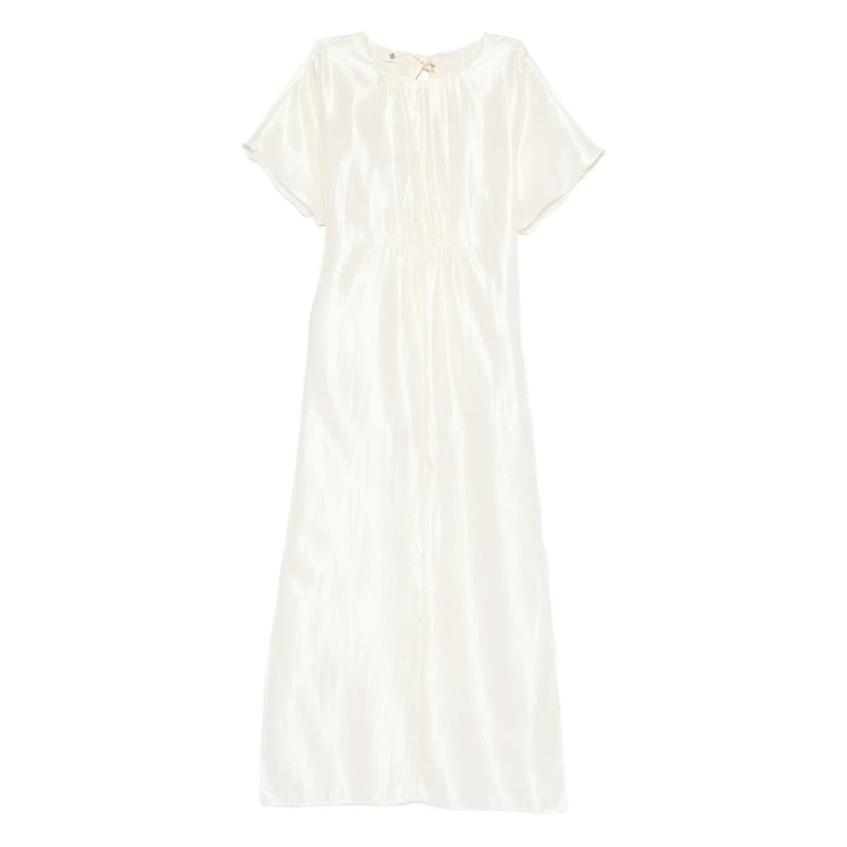 light cream gathered detail dress by Selfnex