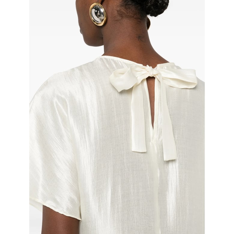 light cream gathered detail dress by Selfnex