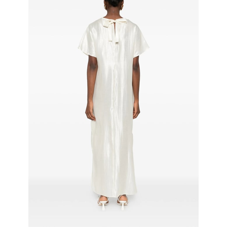 light cream gathered detail dress by Selfnex