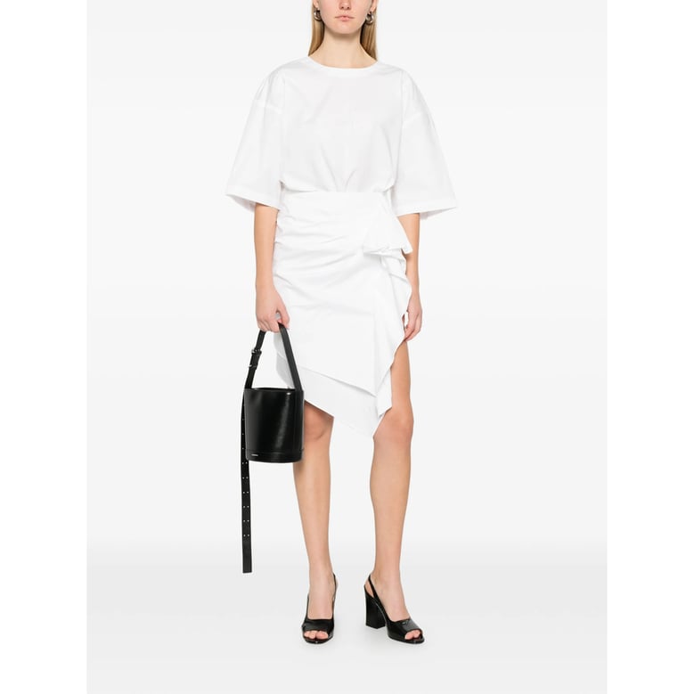 asymmetric hem draped skirt by Selfnex