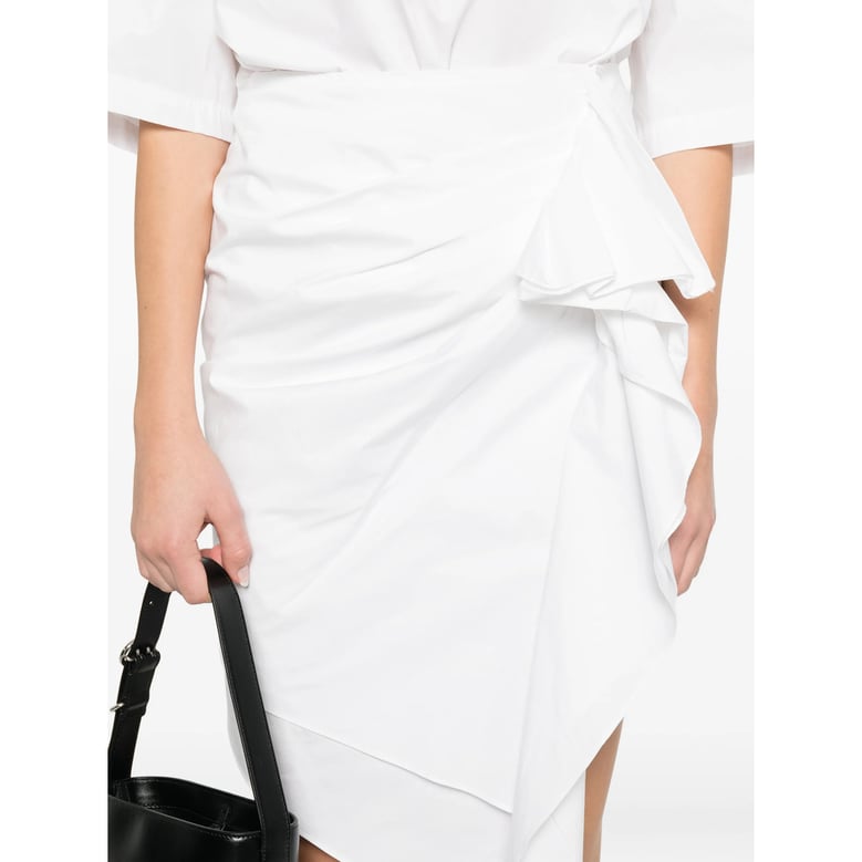 asymmetric hem draped skirt by Selfnex