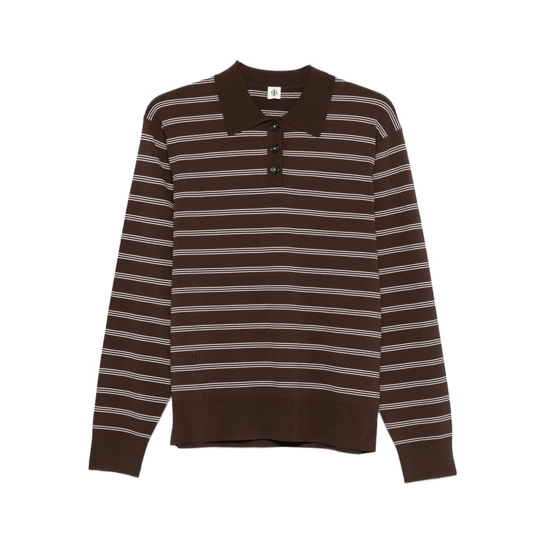 brown striped button fastening sweater by Selfnex