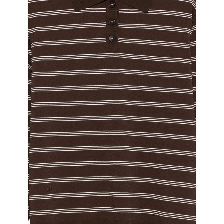 brown striped button fastening sweater by Selfnex
