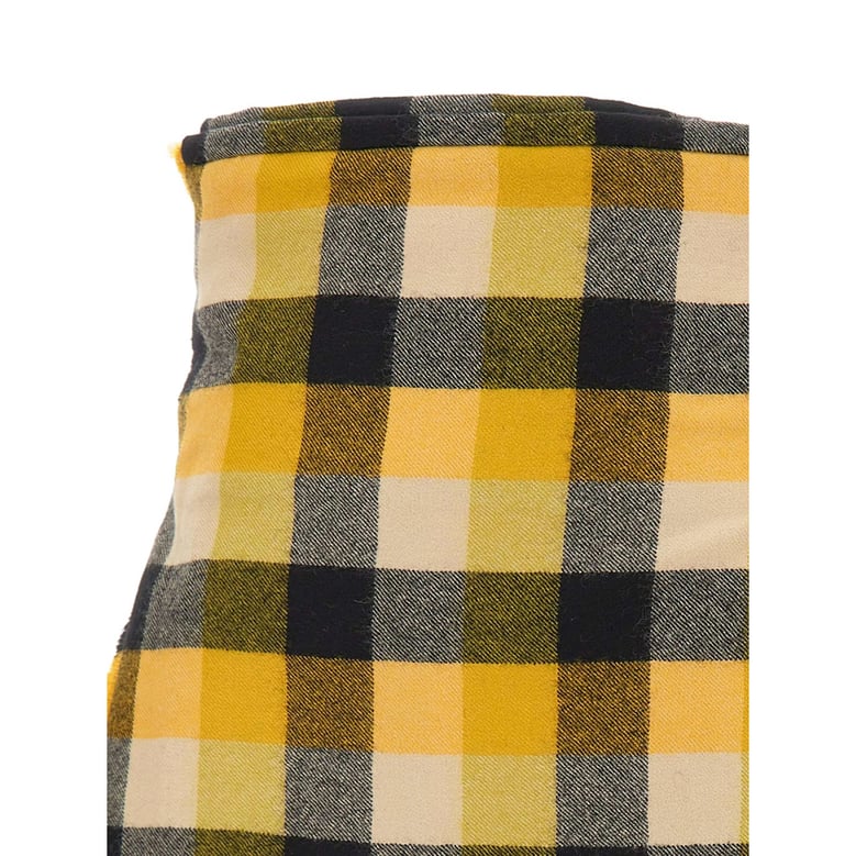 yellow pixel-check pleated skirt by Selfnex