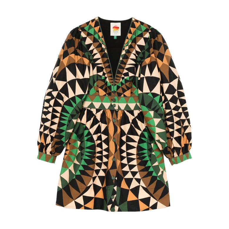 geometric pattern v-neck shirt by Selfnex