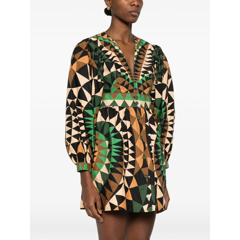 geometric pattern v-neck shirt by Selfnex