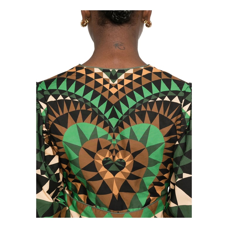 geometric pattern v-neck shirt by Selfnex