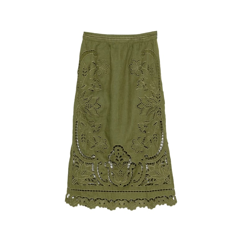 green floral design cut-out skirt by Selfnex