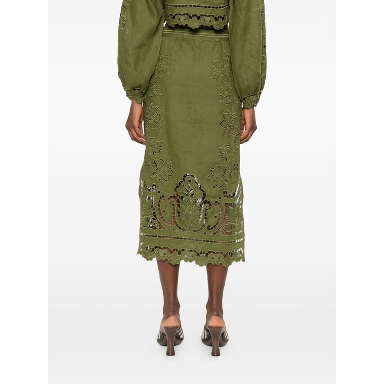 green floral design cut-out skirt by Selfnex