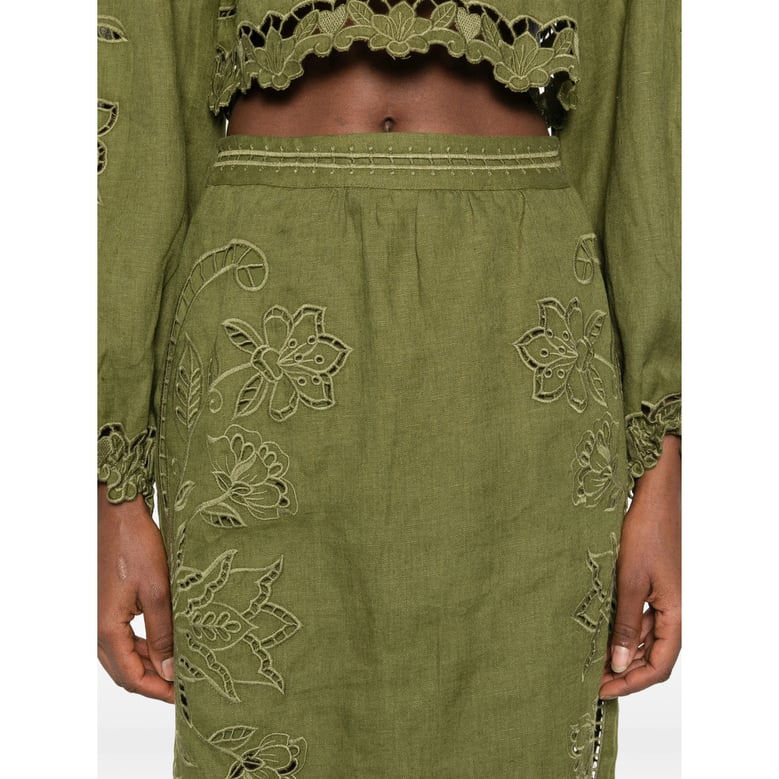 green floral design cut-out skirt by Selfnex